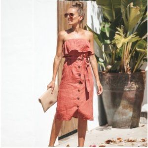 NWOT VICI button down strapless linen dress